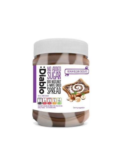 Diablo - No added sugar duo  hazelnut & white choco spread 350g